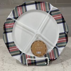 Set of 4 Aspen TARTAN PLAID 11” Dinner Plates Melamine CHRISTMAS New